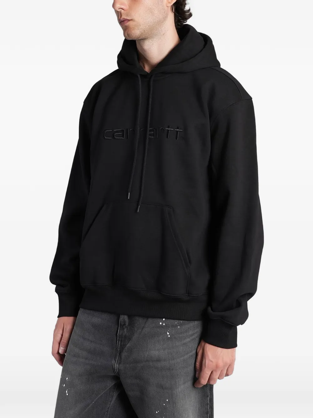 Carhartt WIP logo-embroidered hoodie Zwart