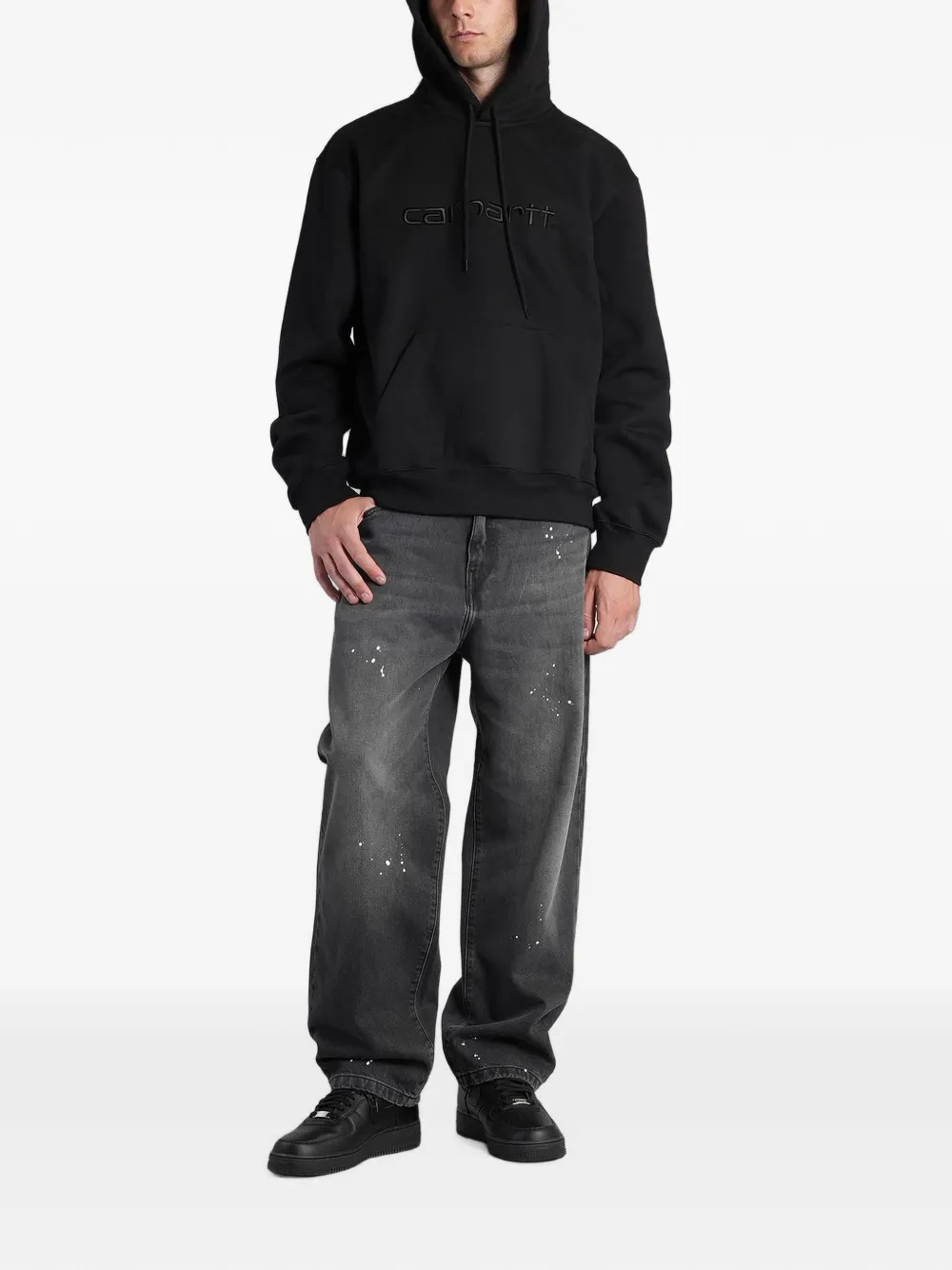 Carhartt WIP logo-embroidered hoodie Zwart