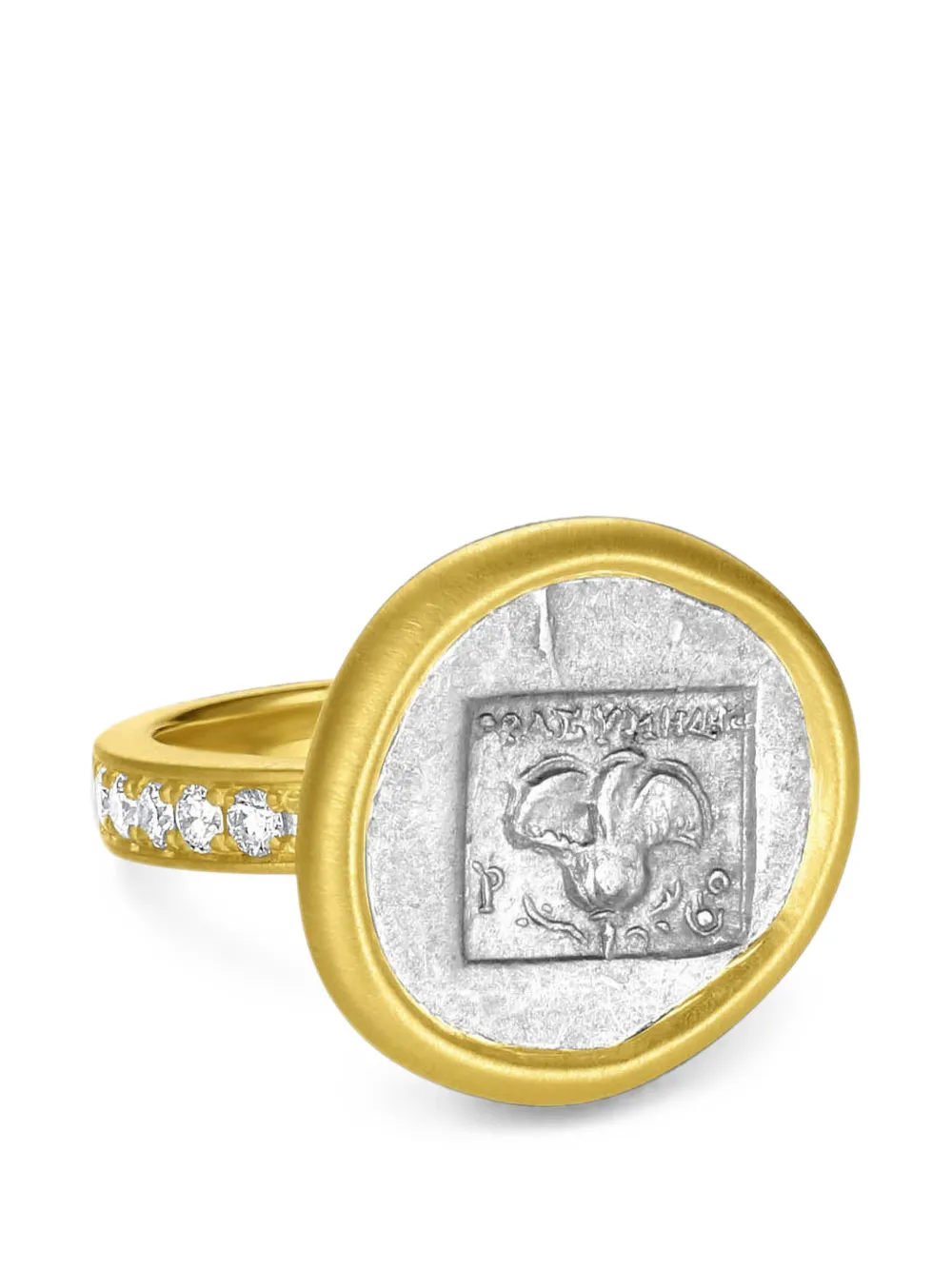 Leigh Maxwell diamond and ancient coin ring - Gold