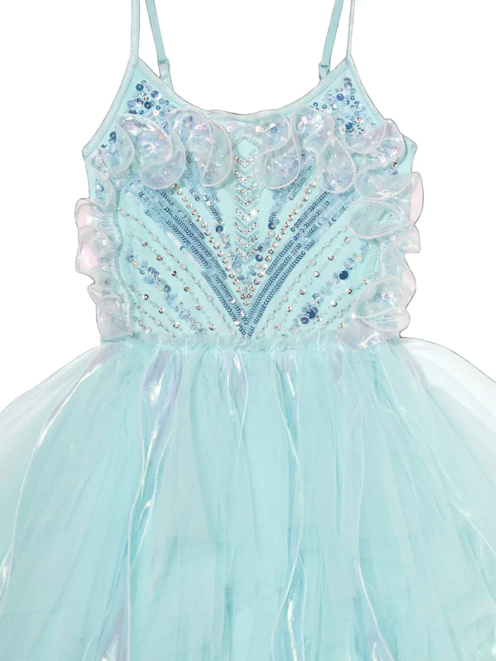 Tutu Du Monde Mermaid Shimmer midi-jurk met ruches en pailletten Blauw