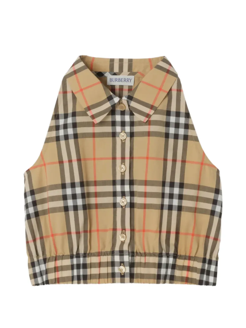 Burberry Kids cropped checked shirt - Nude