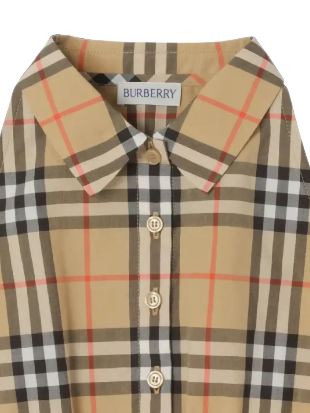 Burberry Kids Geruit cropped shirt Beige
