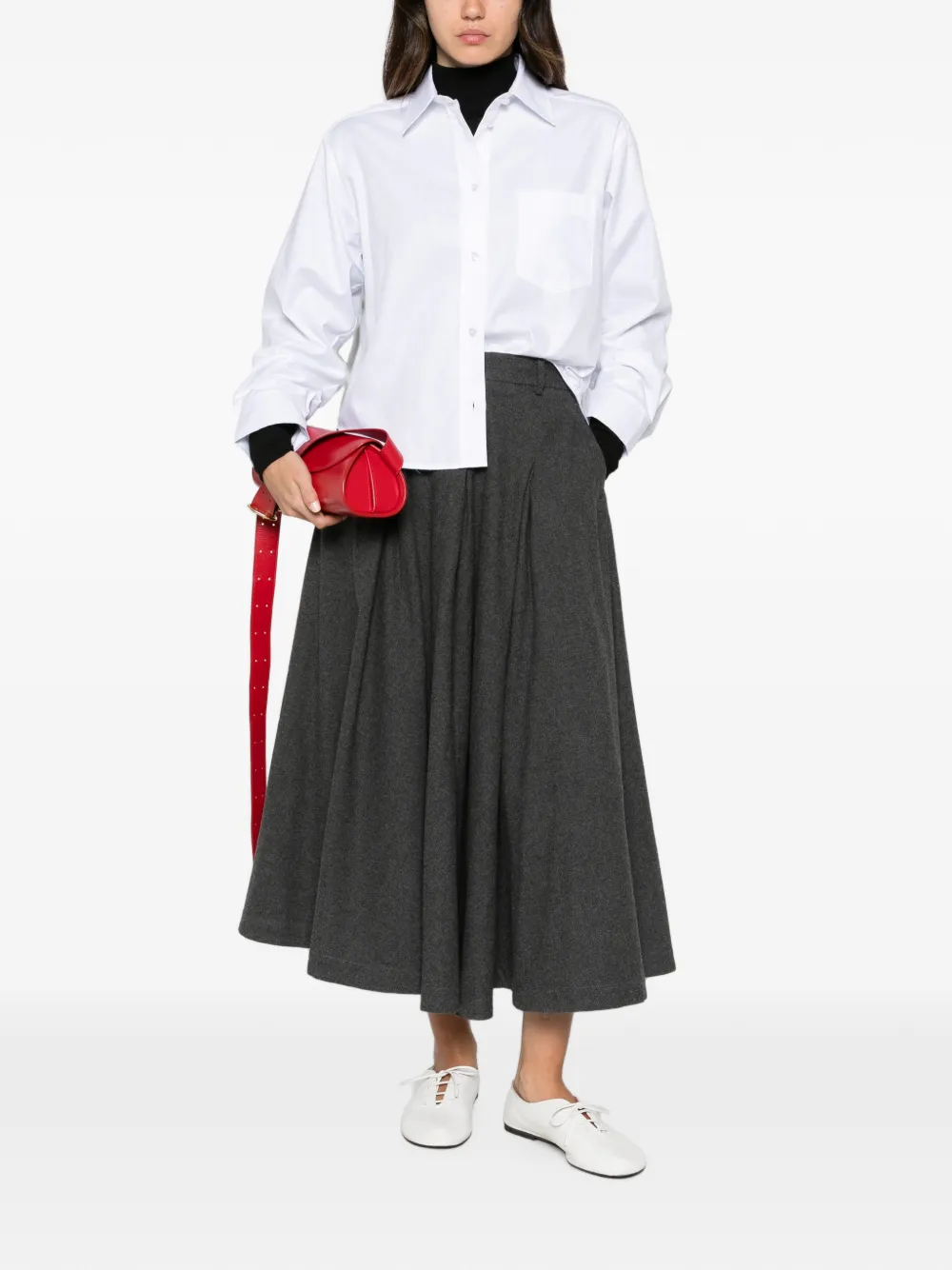 By Malene Birger Eden pleated A-line midi skirt Grijs
