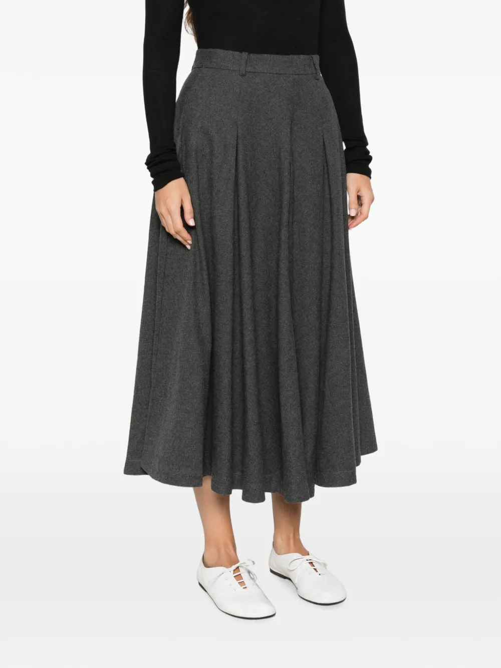 By Malene Birger Eden pleated A-line midi skirt Grijs