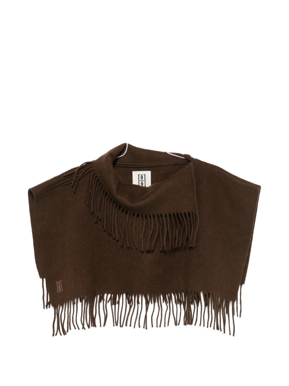 By Malene Birger fringed logo-embroidered scarf - Marrone