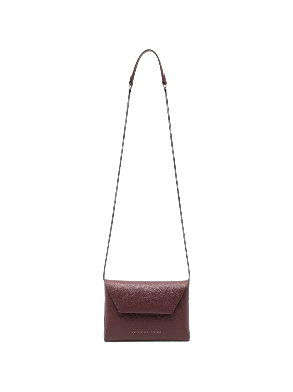 Brunello Cucinelli Duo envelope-style pebbled-leather cross body bag - Viola