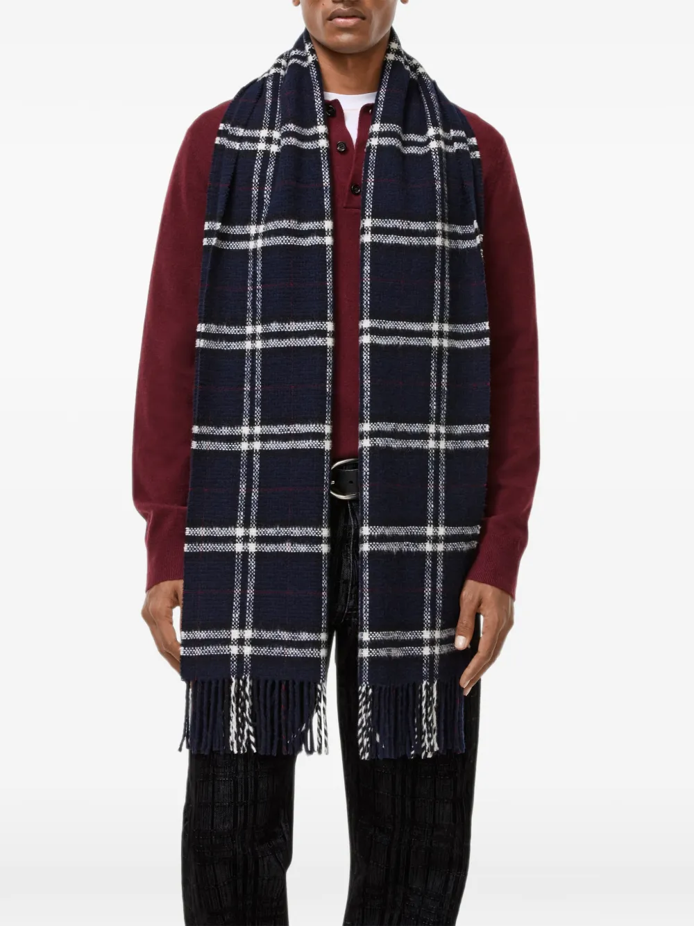 Burberry Geruite kasjmier wollen sjaal Blauw