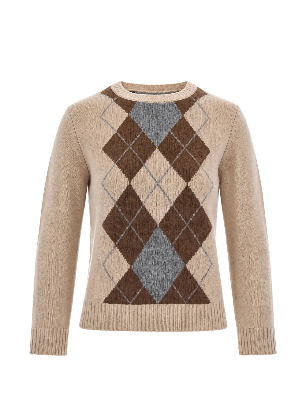 Max Mara Argyle wool and cashmere sweater - Toni neutri