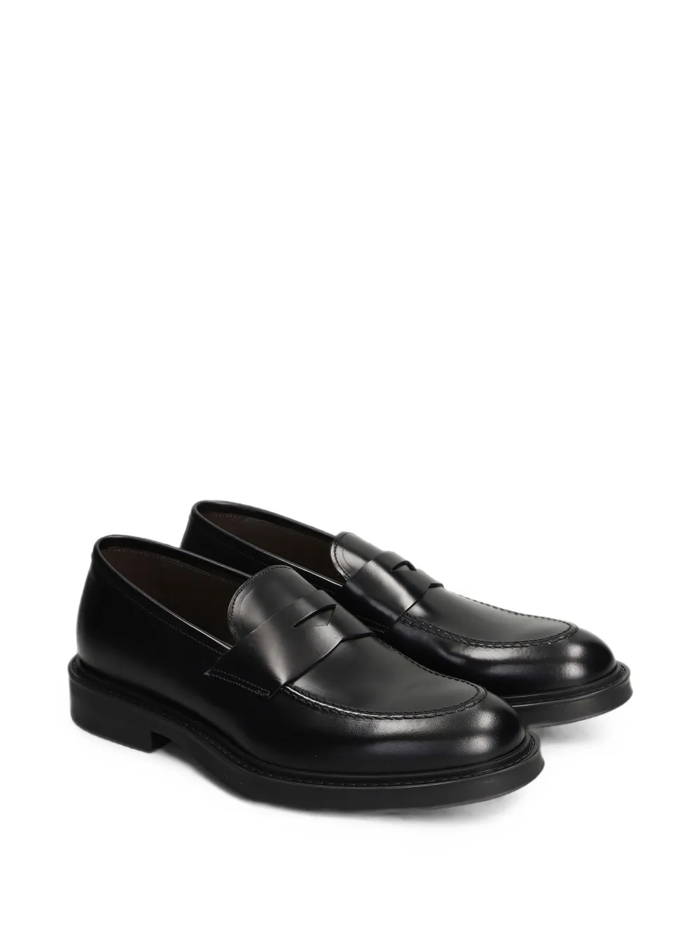 Green George leather penny loafers Zwart