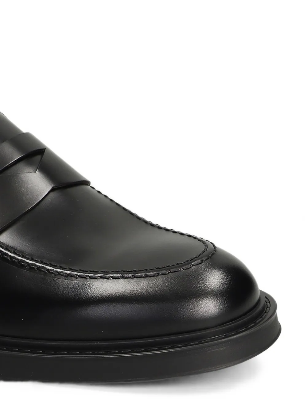 Green George leather penny loafers Zwart