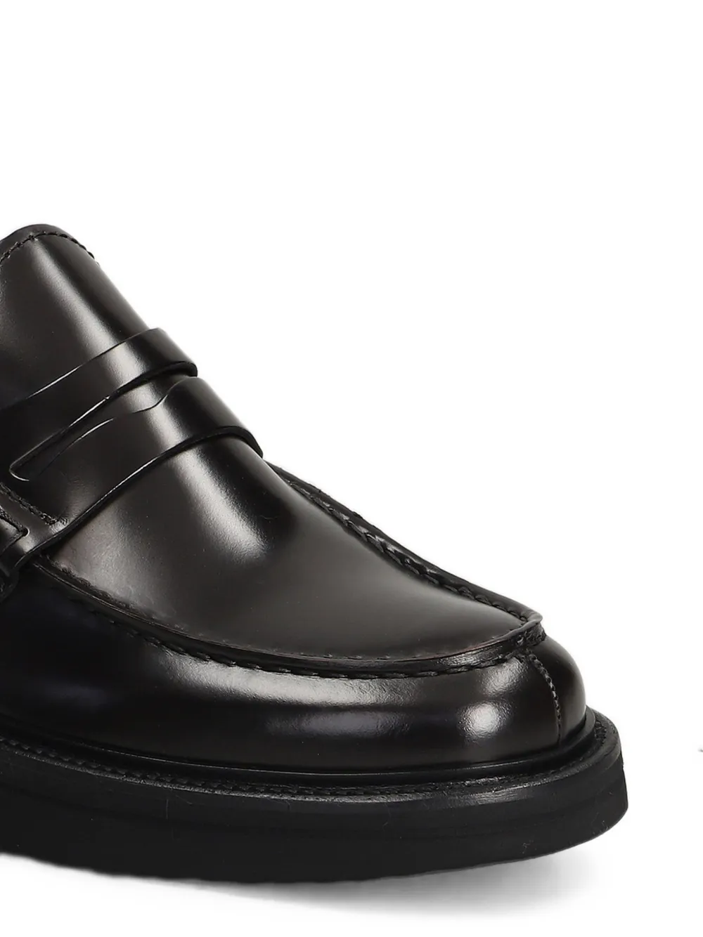 Green George leather penny loafers Zwart