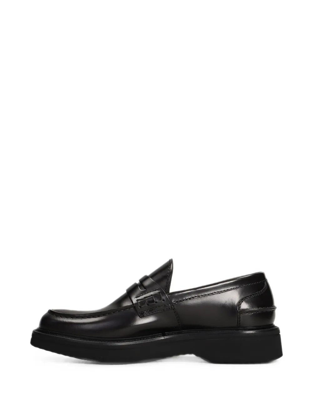 Green George leather penny loafers Zwart