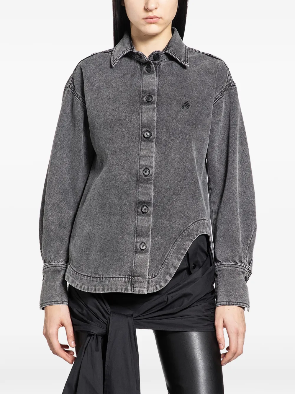 The Attico Eliza asymmetric-hem shirt - Grigio