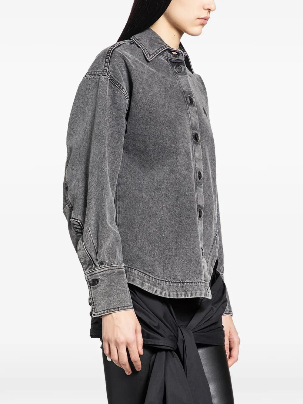 The Attico Eliza asymmetric-hem shirt Grijs