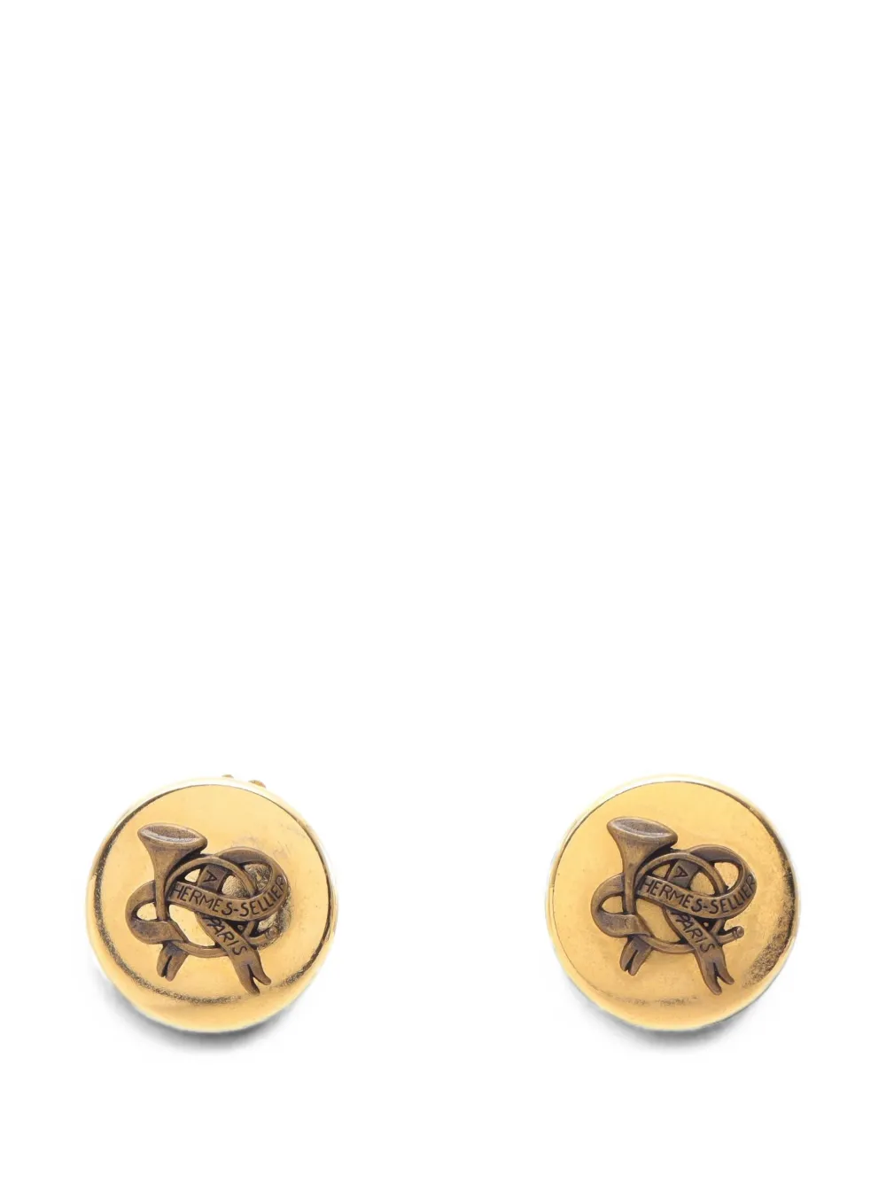 Hermès Pre-Owned 2010s horn round earrings - Gold