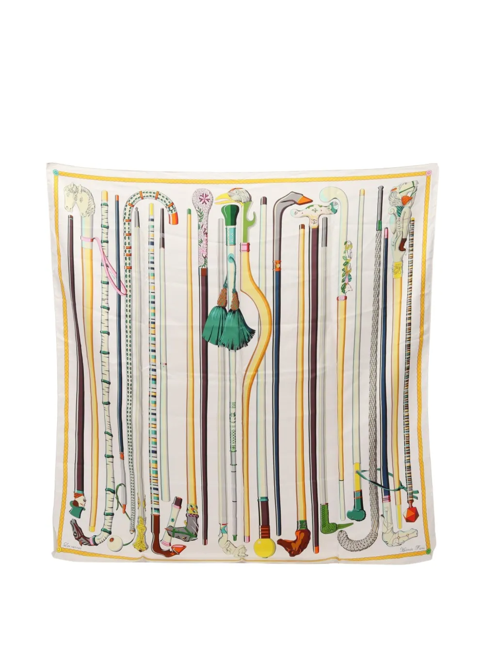 Hermès Pre-Owned 2010s Les cannes scarf - Bianco