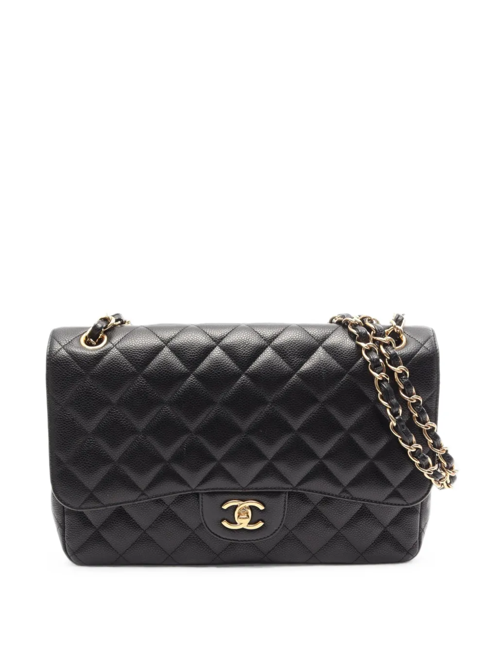 CHANEL Pre-Owned 2011 large Caviar quilted Double Flap shoulder bag - Nero