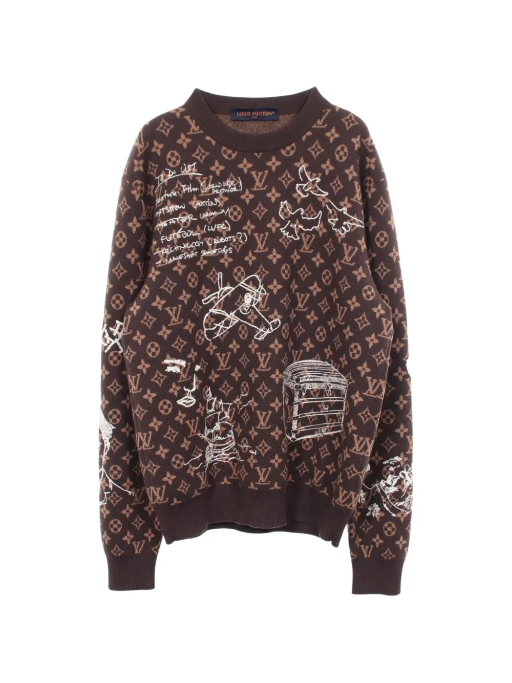 Louis Vuitton Pre-Owned 2010s Monogram embroidered sweater - Marrone
