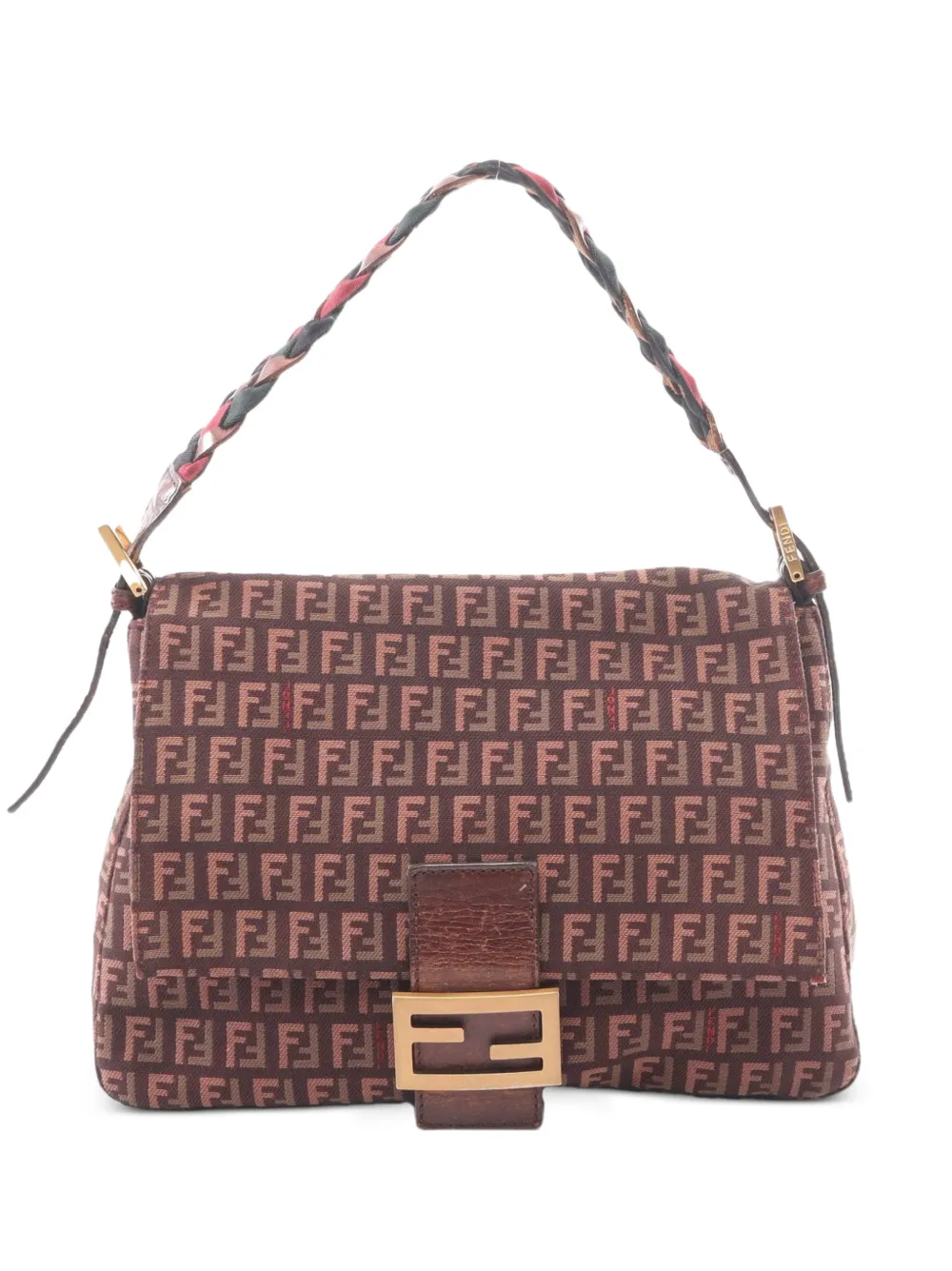 Fendi Pre-Owned Borsa a spalla Mamma Baguette con motivo Zucchino anni 2000 - Rosso