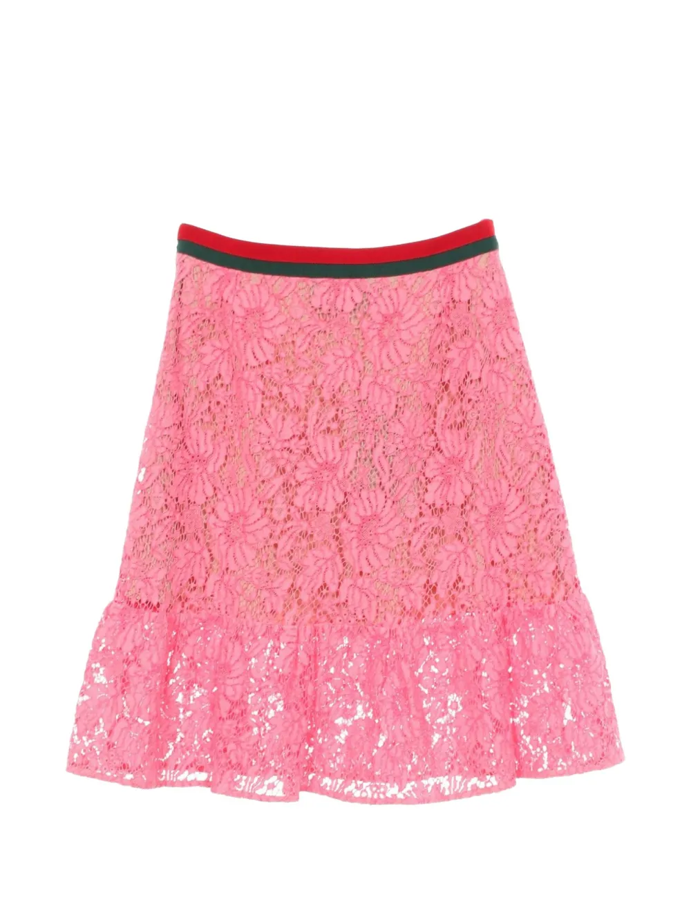 Gucci Pre-Owned 2010s Web-stripe lace midi skirt - Rosa
