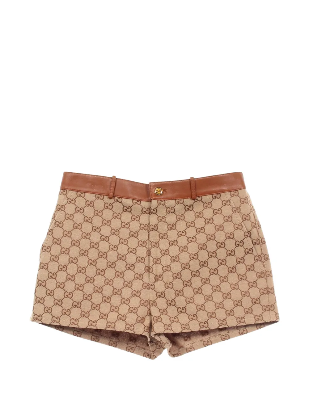 Gucci Pre-Owned GG-canvas leather-trim mini shorts - Toni neutri
