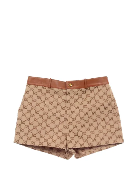 Gucci Pre-Owned GG-canvas leather-trim mini shorts
