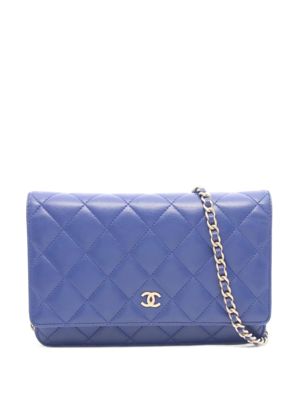 CHANEL Pre-Owned Portafoglio matelassé con catena 2013-2014 - Blu