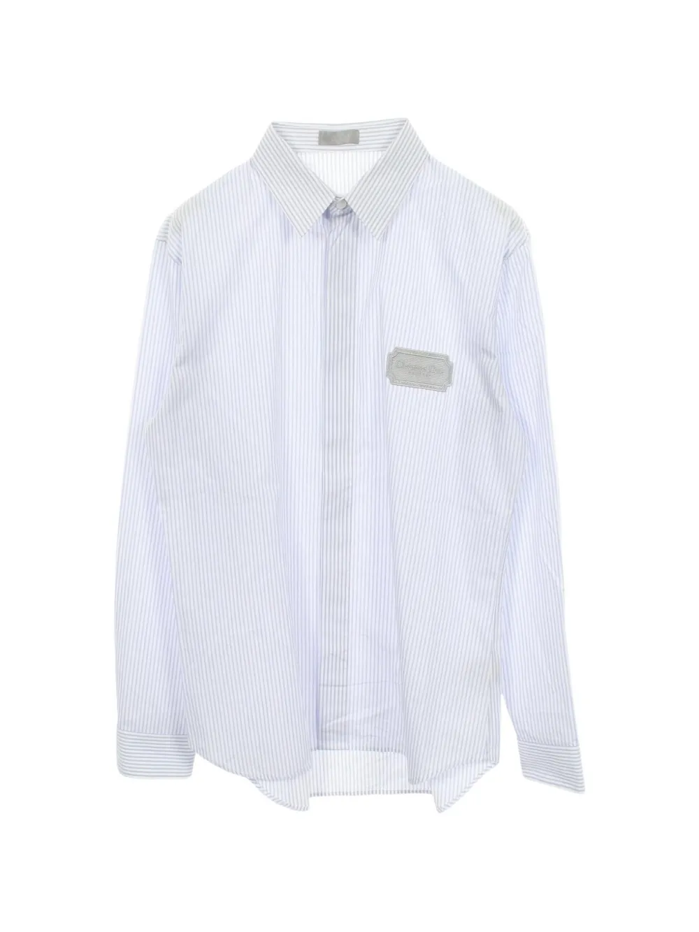 Christian Dior Pre-Owned 2010s striped logo-patch shirt - Bianco