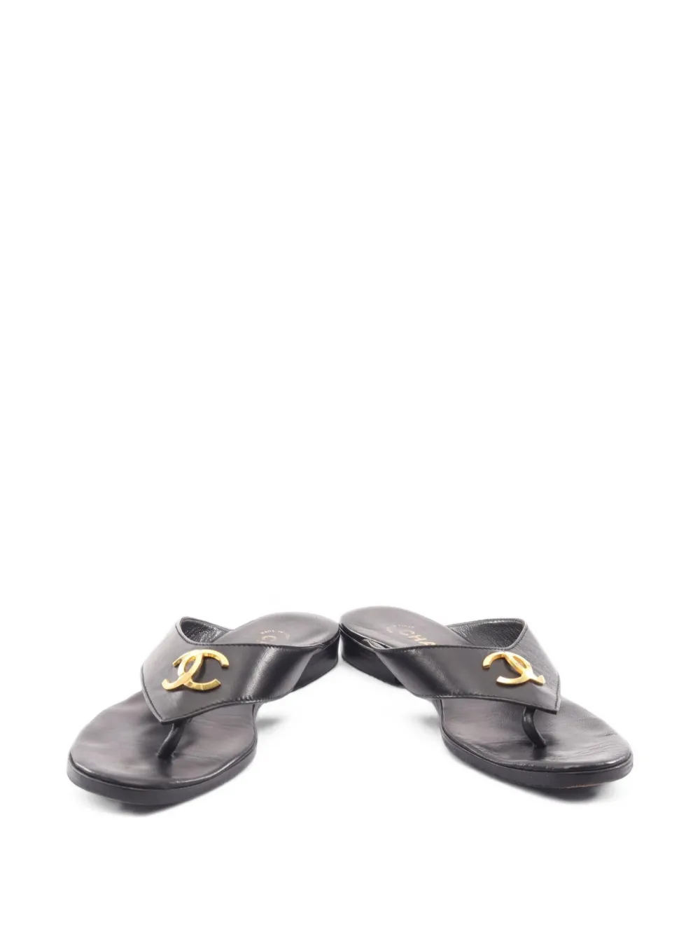 CHANEL Pre-Owned 1986-1988 Coco Mark thong flat sandals - Schwarz
