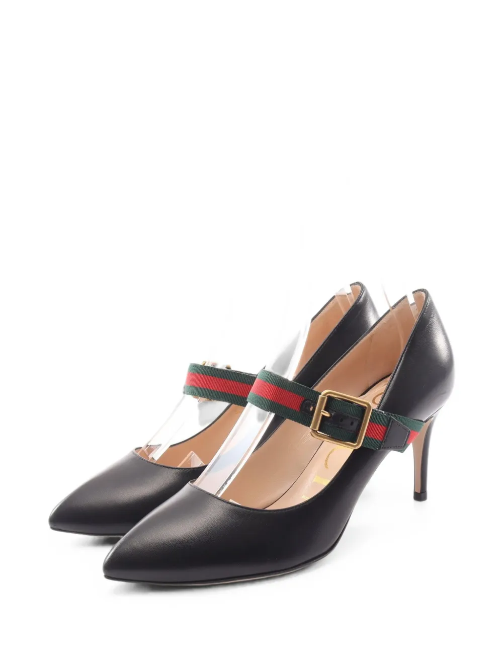 Gucci Pre-Owned 2020s Web-stripe leather heeled pumps - Schwarz