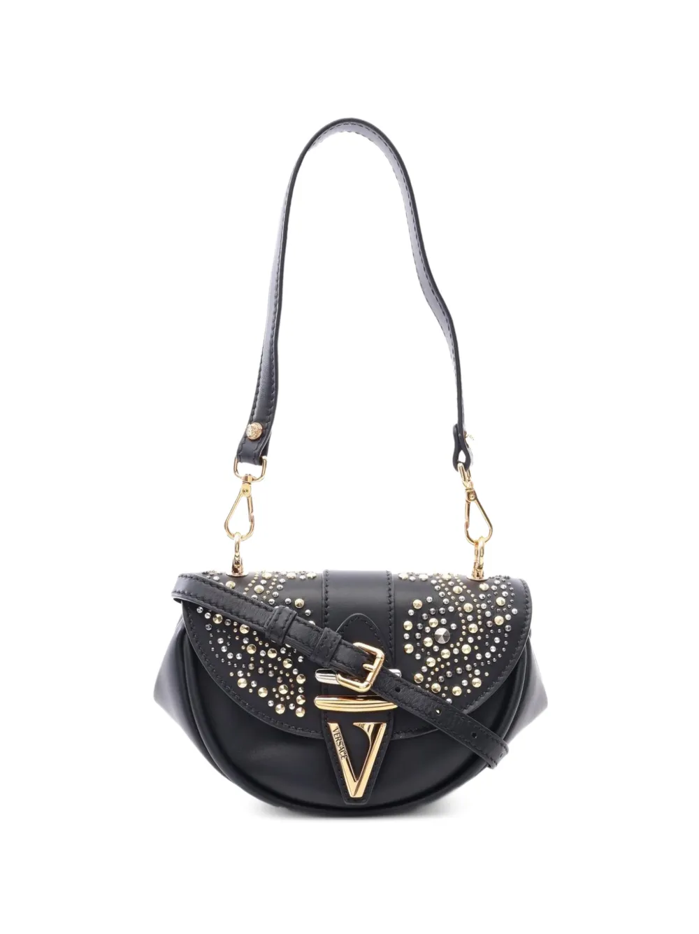 Versace Pre-Owned 2010s small Virtus studded shoulder bag - Black