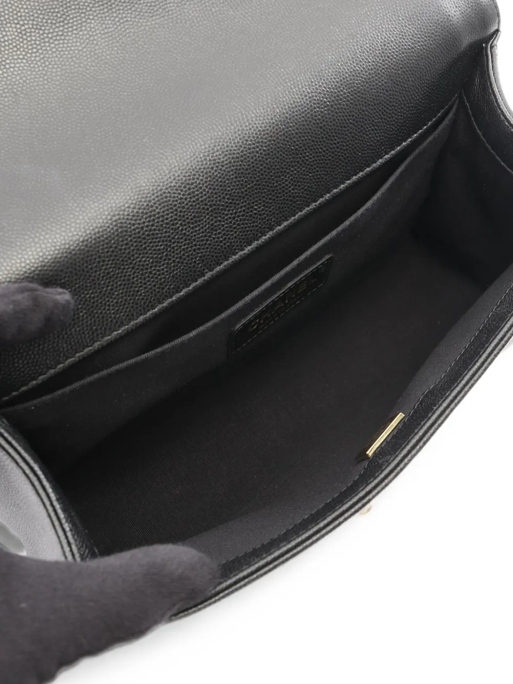 CHANEL Pre-Owned Boy schoudertas met chevron streep Zwart