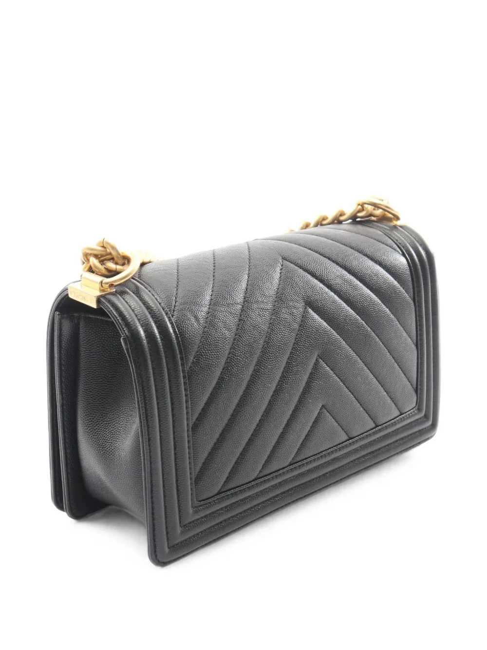 CHANEL Pre-Owned Boy schoudertas met chevron streep Zwart