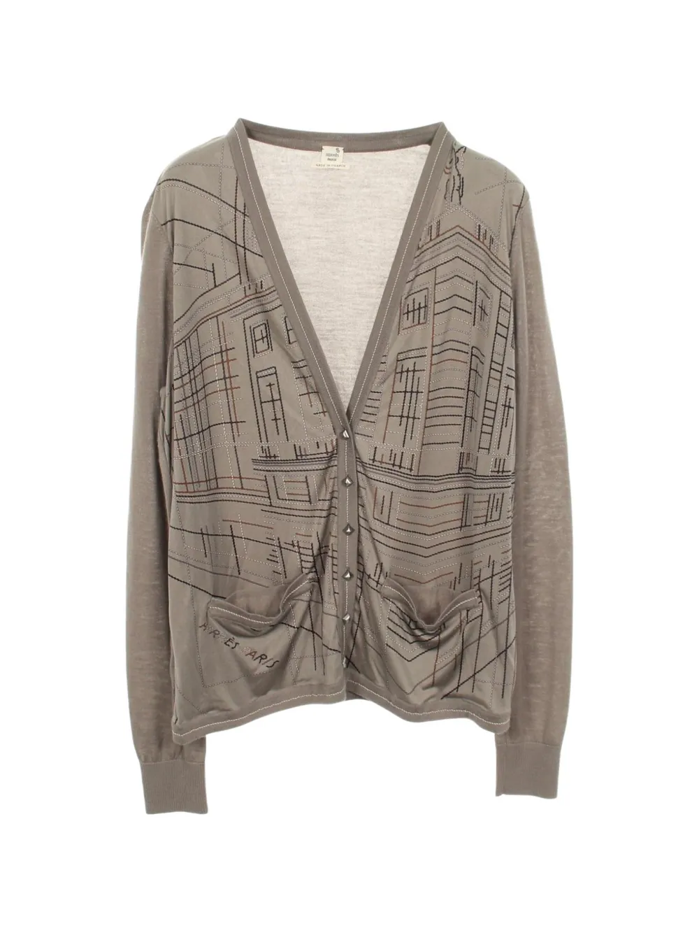 Hermès Pre-Owned 2010 Cardigan in Colour-Block-Optik mit V-Ausschnitt - Nude