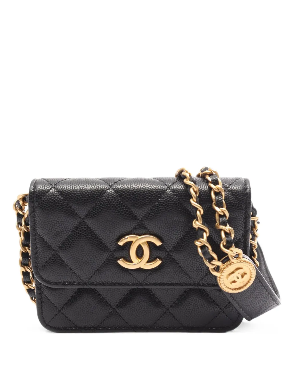 CHANEL Pre-Owned 2021 Matelassé leather mini bag - Nero