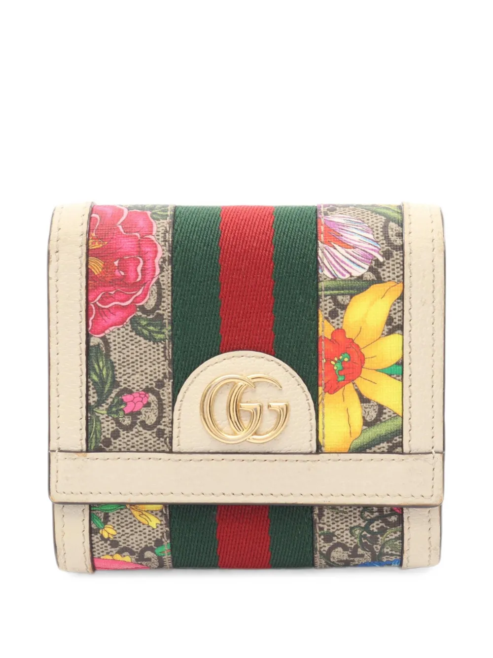 Gucci Pre-Owned 2000s Ophidia GG Floral wallet - Nude