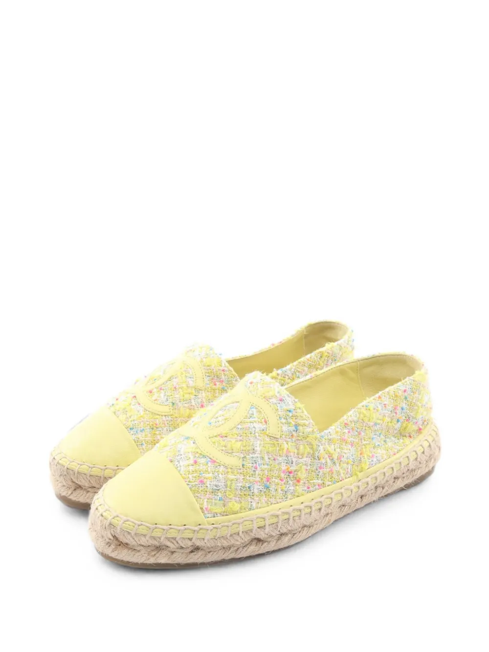 CHANEL Pre-Owned 1986-1988 tweed Interlocking CC espadrilles - Giallo