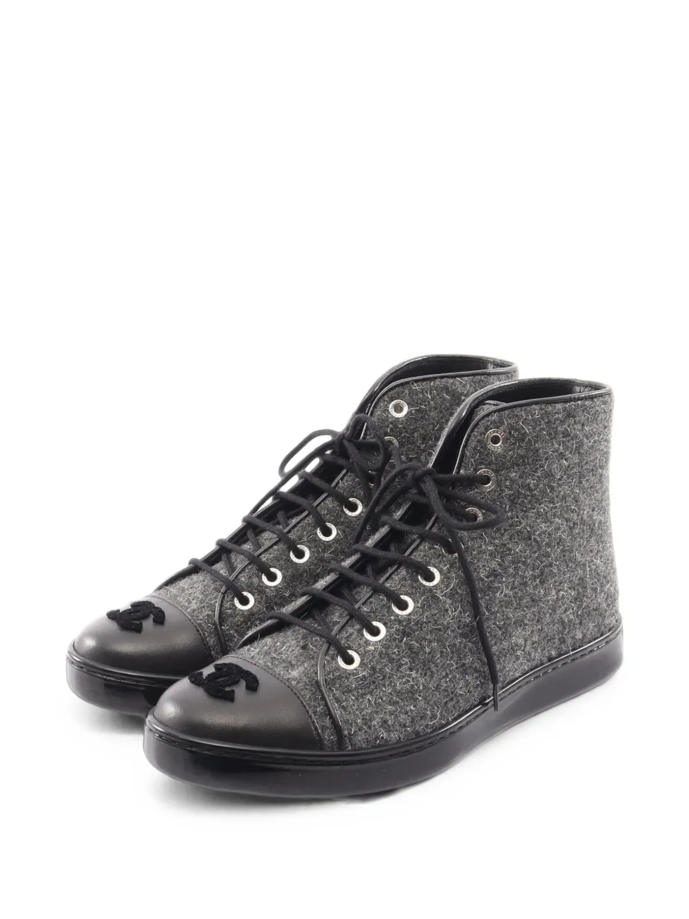 CHANEL Pre-Owned 1986-1988 Coco Mark high-top sneakers - Grau