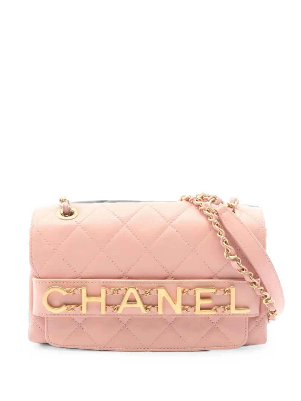 CHANEL Pre-Owned 2019 Matelassé logo shoulder bag - Rosa