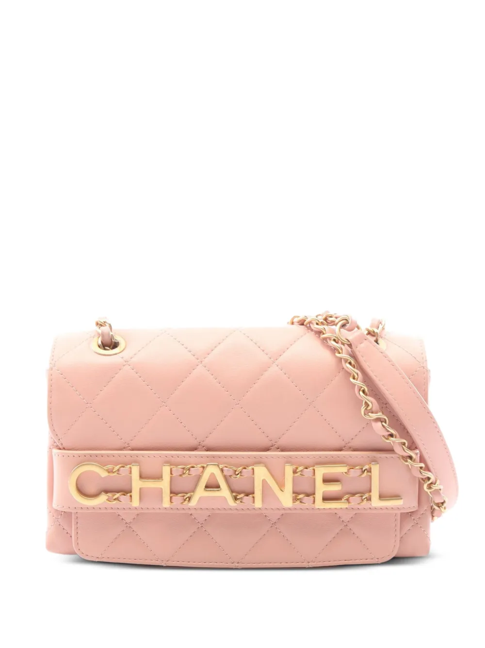 CHANEL Pre-Owned 2019 Matelassé logo shoulder bag - Rosa