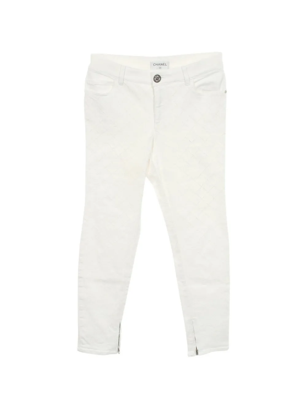 CHANEL Pre-Owned 1986-1988 Matelassé CC button jeans - Bianco