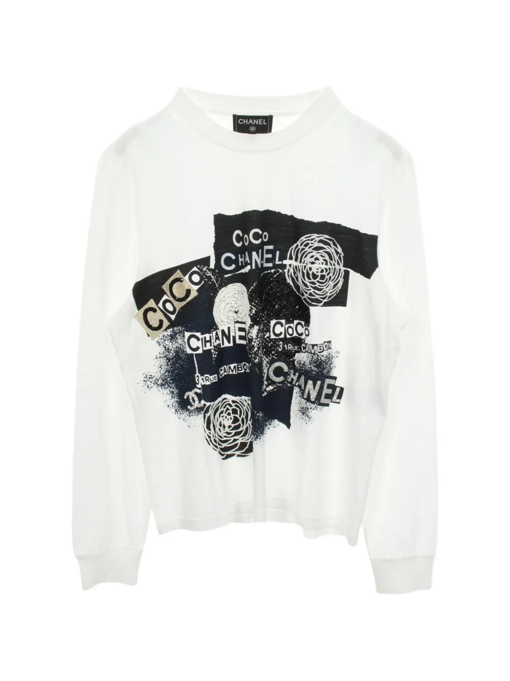 CHANEL Pre-Owned Top Camellia a maniche lunghe 1986-1988 - Bianco