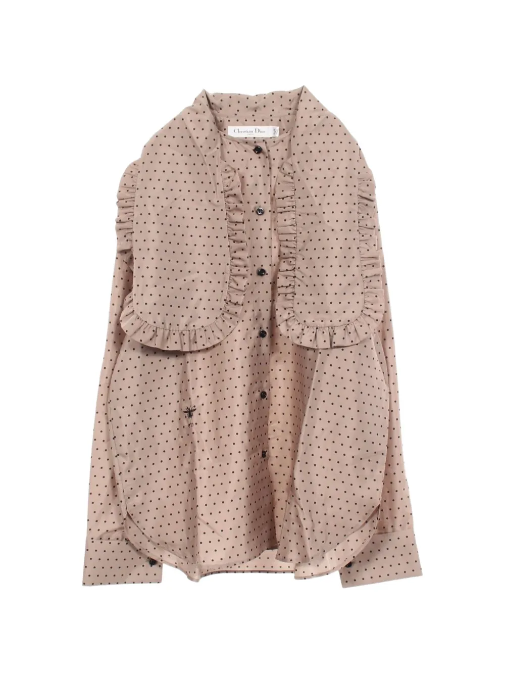 Christian Dior Pre-Owned 2010s polka-dot ruffled blouse - Nude