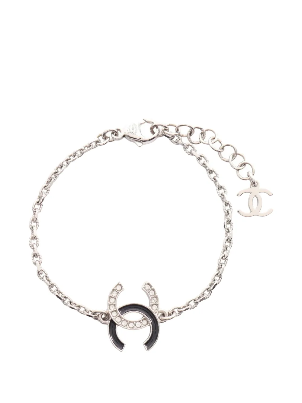 CHANEL Pre-Owned 2025 Coco Mark rhinestone-embellished bracelet - Argento