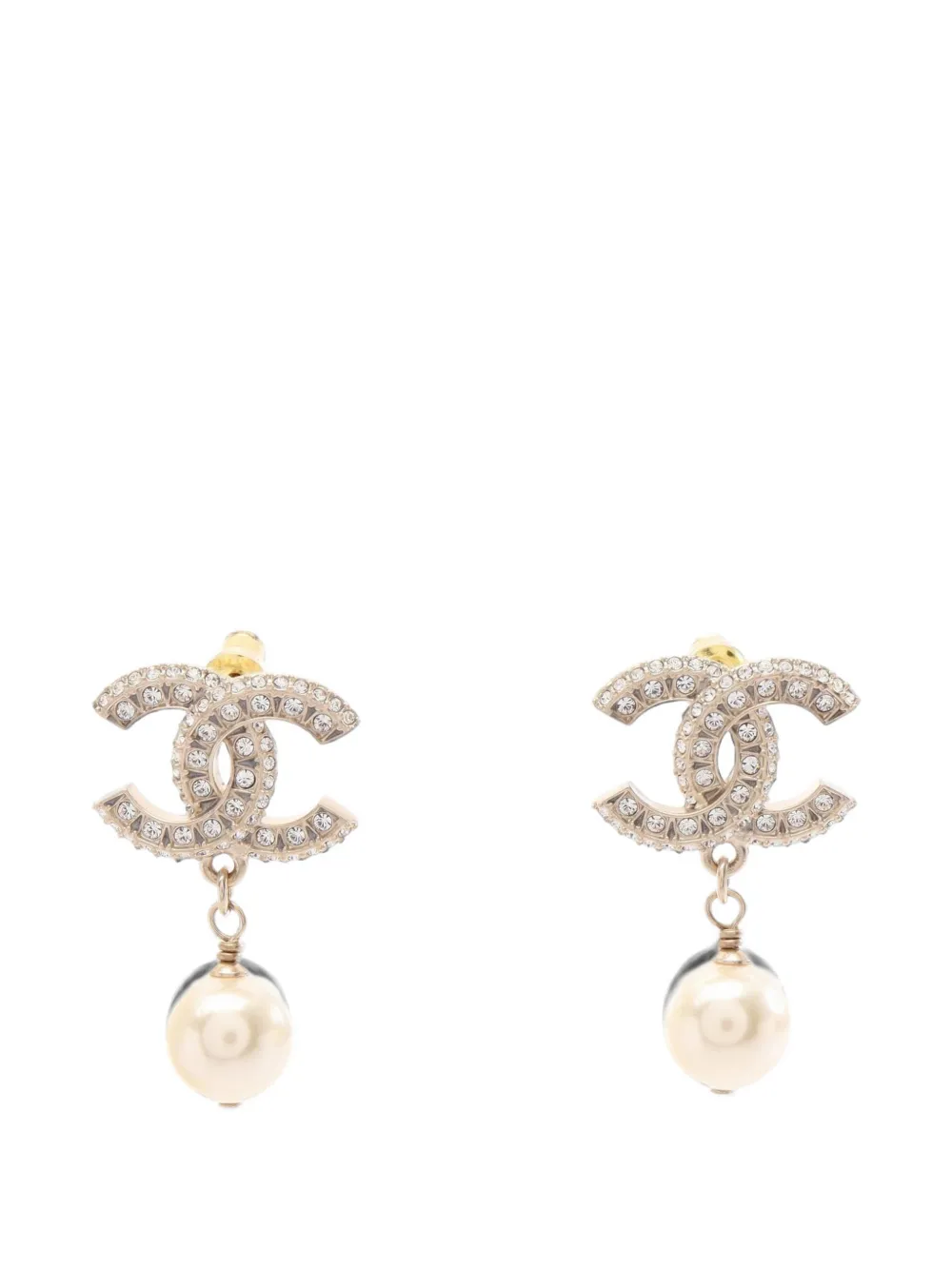 CHANEL Pre-Owned 2025 Coco Mark rhinestone earrings - Oro
