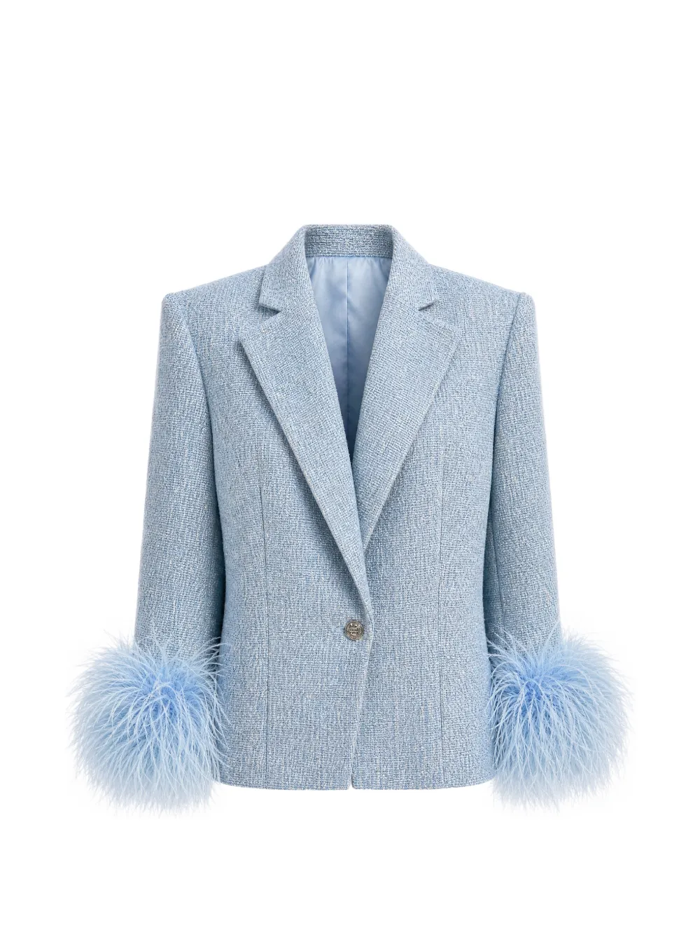 Bronx and Banco feather-trim tweed jacket