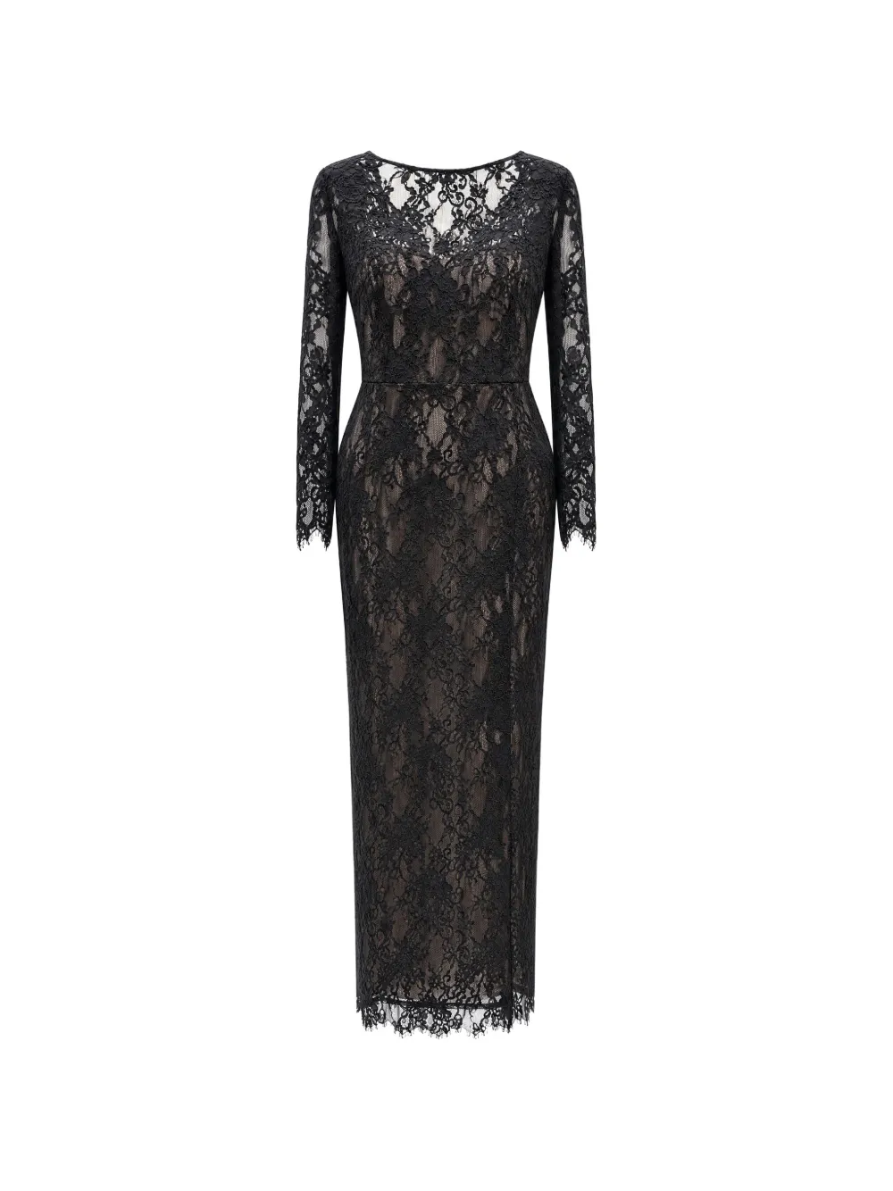 Bronx and Banco lace-overlay long-sleeve maxi dress
