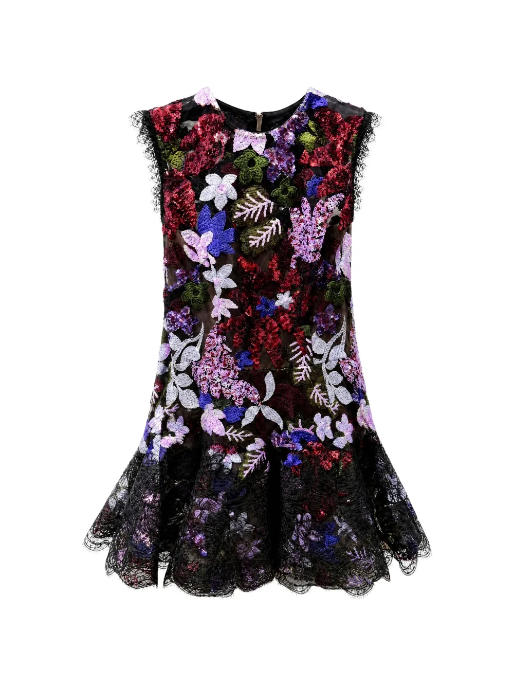 Bronx and Banco sequin-embellished floral-lace mini dress - Nero
