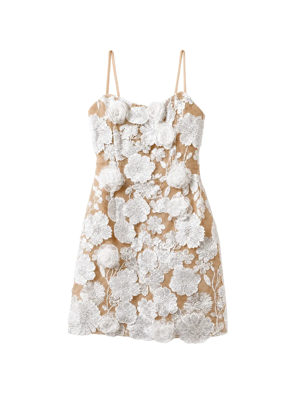 Bronx and Banco floral-appliqué lace-embroidered mini dress