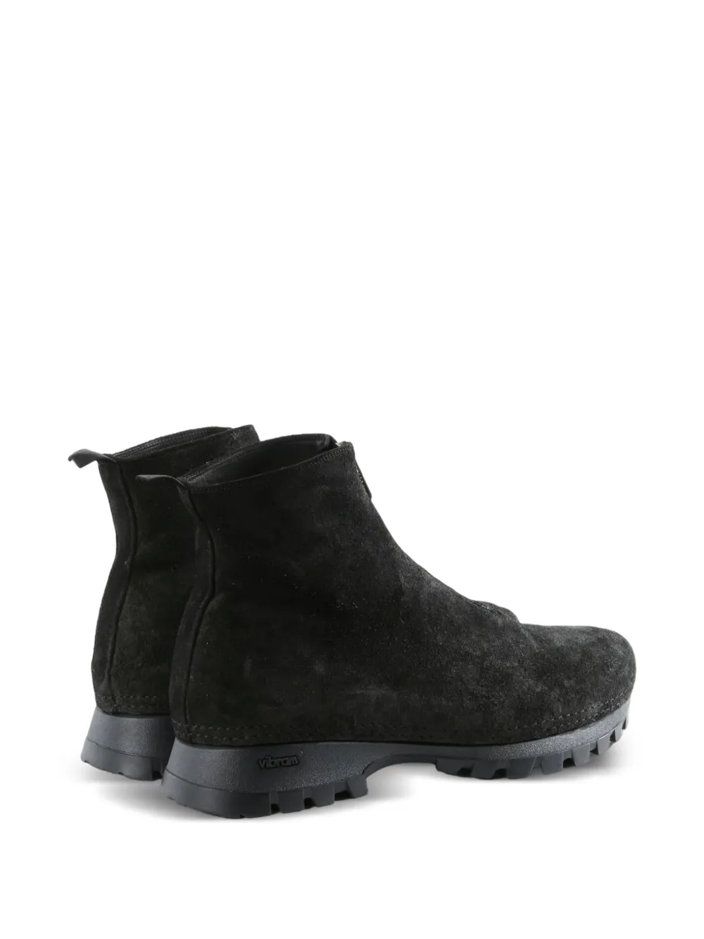 Guidi front-zip suede boots Zwart